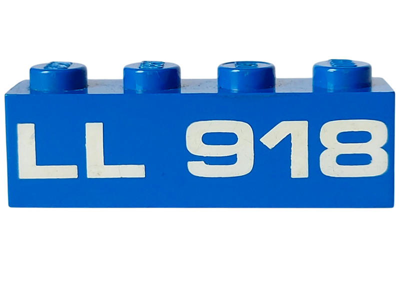 LEGO Vintage Space 1x4 Brick Blue with "LL 918" Pattern