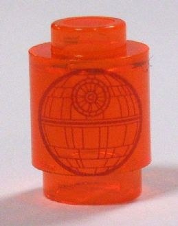 LEGO Star Wars Trans Neon Orange Round Brick 1x1 With Death Star Pattern