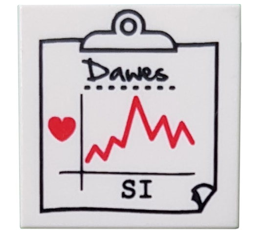 LEGO Medical Chart Clipboard Pattern Printed Tile 2x2