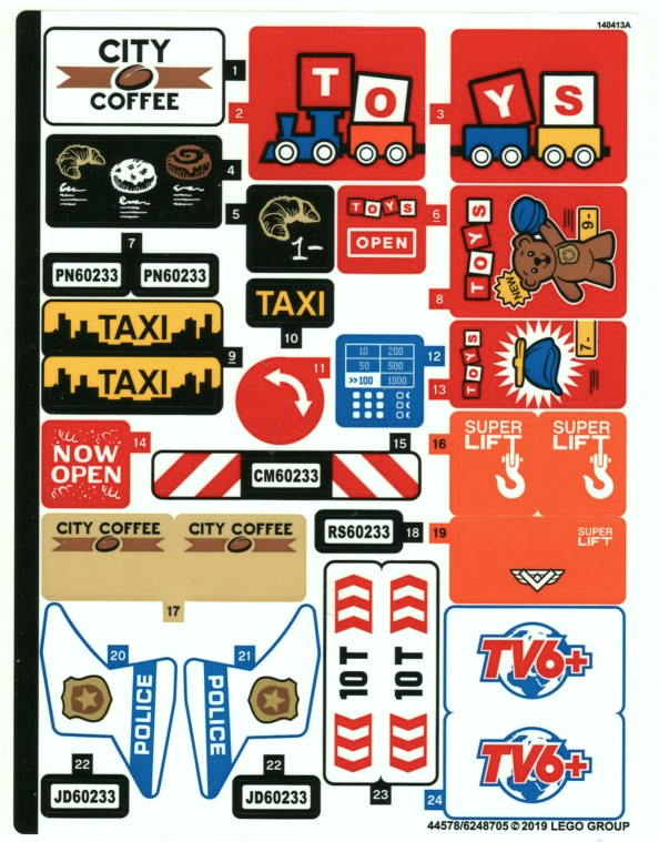 LEGO City Sticker Sheet from Donut Shop Opening Set #60233