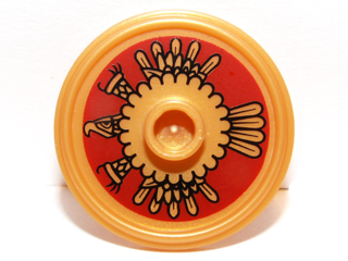 LEGO Pearl Gold Minifigure Shield with Dark Red and Gold Aztec Pattern