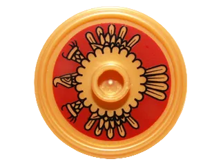 LEGO Pearl Gold Shield with Dark Red and Gold Aztec Pattern