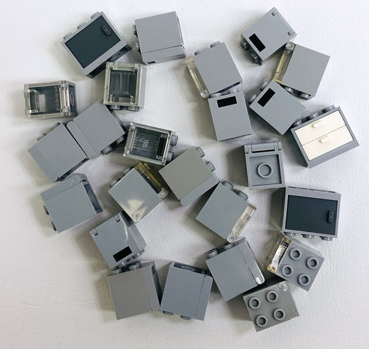 LEGO Cabinets / Lockers / Cupboards Fun Pack Light Bluish Grey with Mixed Doors