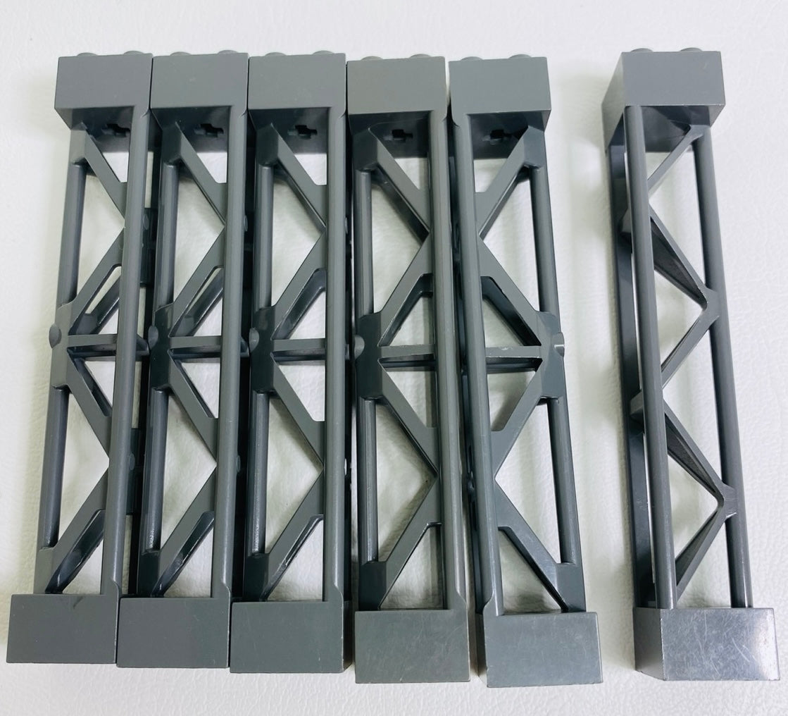 LEGO Support 2x2x10 Pack Of 6 Dark Bluish Grey Mixed Types