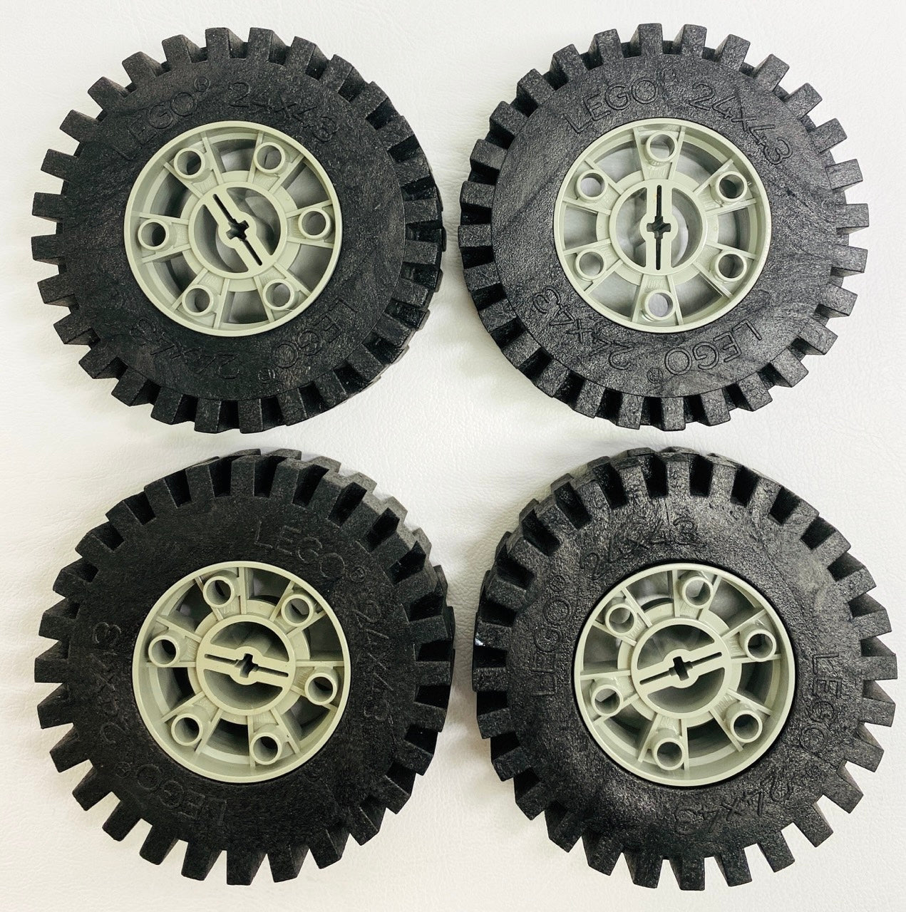 LEGO Technic Vintage Large Tyre Pack of 4 24x43 with Light Grey Hubs (Old Shade)