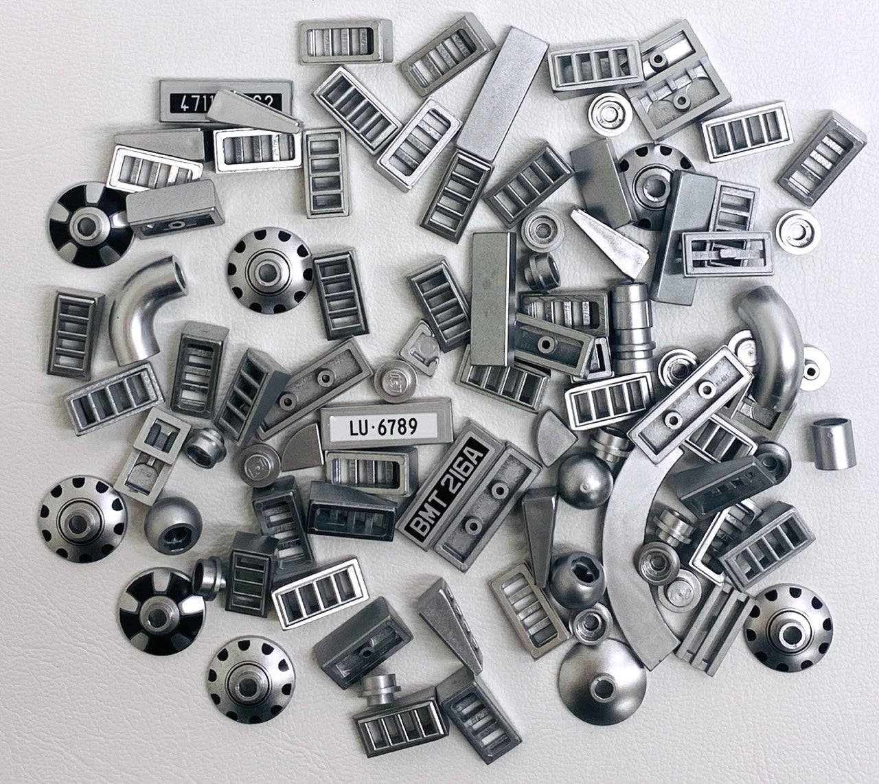 LEGO Metallic Silver Fun Pack Mixed Small Pieces Grille Slopes Dishes Tiles and More