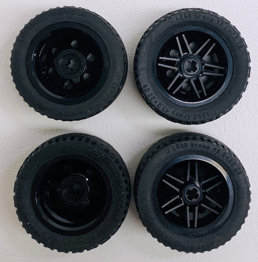 LEGO Technic Tyre 43.2x22ZR Pack of 4 with Black Hubs