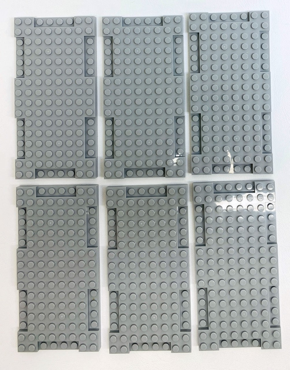 LEGO Brick Modified 8x16x2/3 Pack of 6 Light Bluish Grey