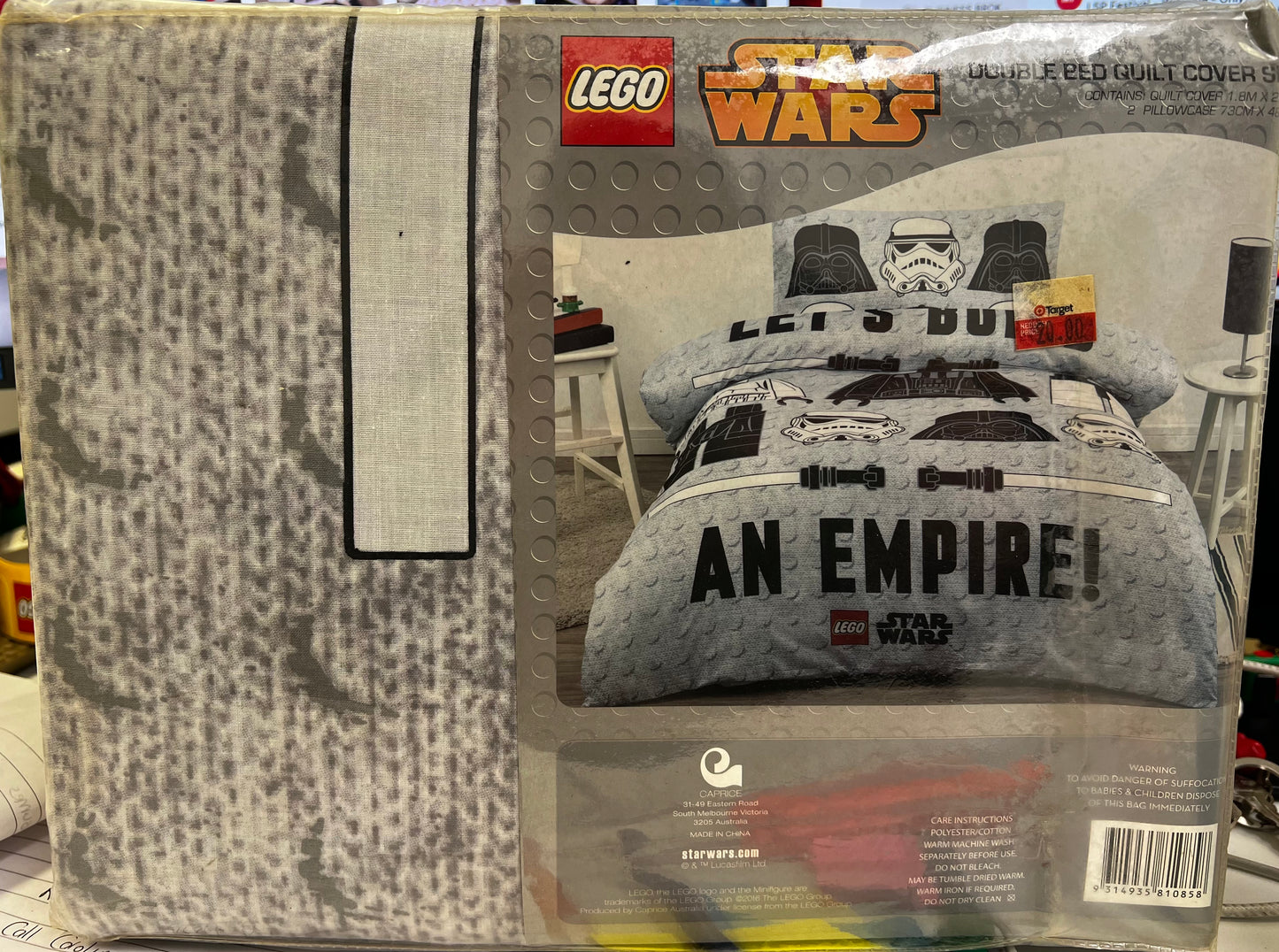 BRAND NEW IN PACKAGING LEGO STAR WARS EMPIRE DOUBLE BED QUILT COVER circa 2016
