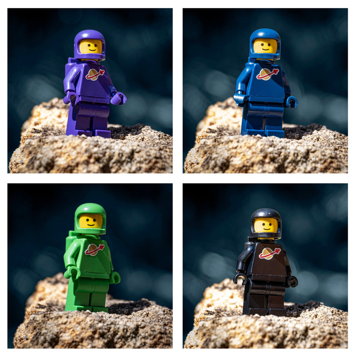 Exclusive Waller Customs SET OF 4 Spacemen UV Printed incl. Air Tanks! Sold only at BrickResales!