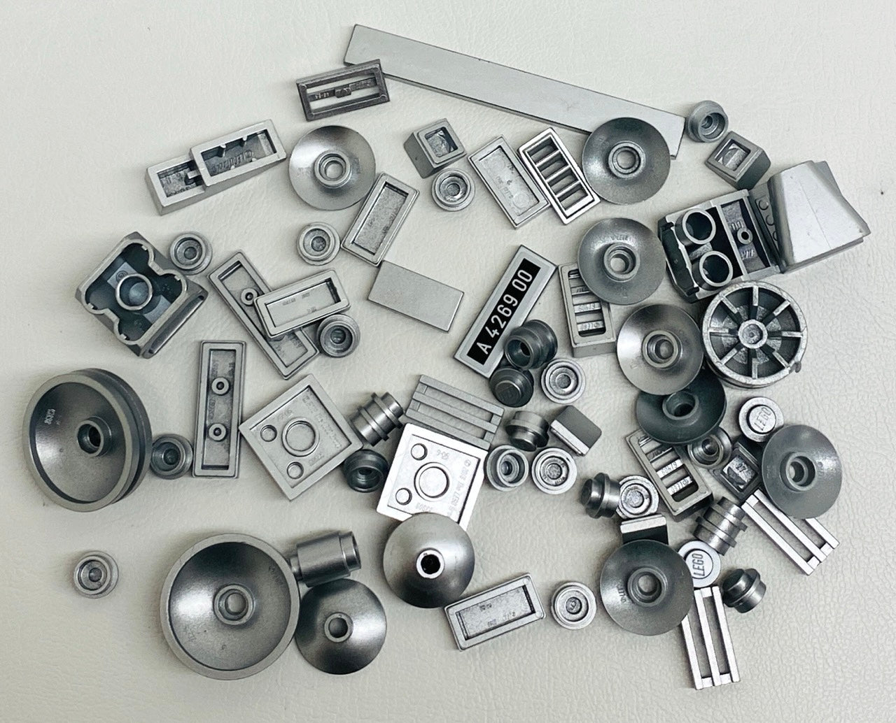 LEGO Metallic Silver Fun Pack Mixed Small Pieces Dishes Slopes Tiles and More