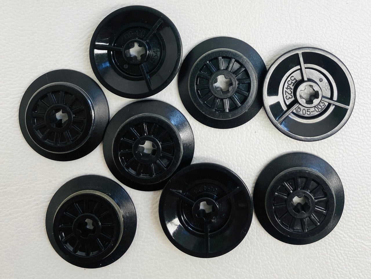 LEGO Trains Black Wheel with Technic Axle Hole and Rubber Friction Band Pack of 8