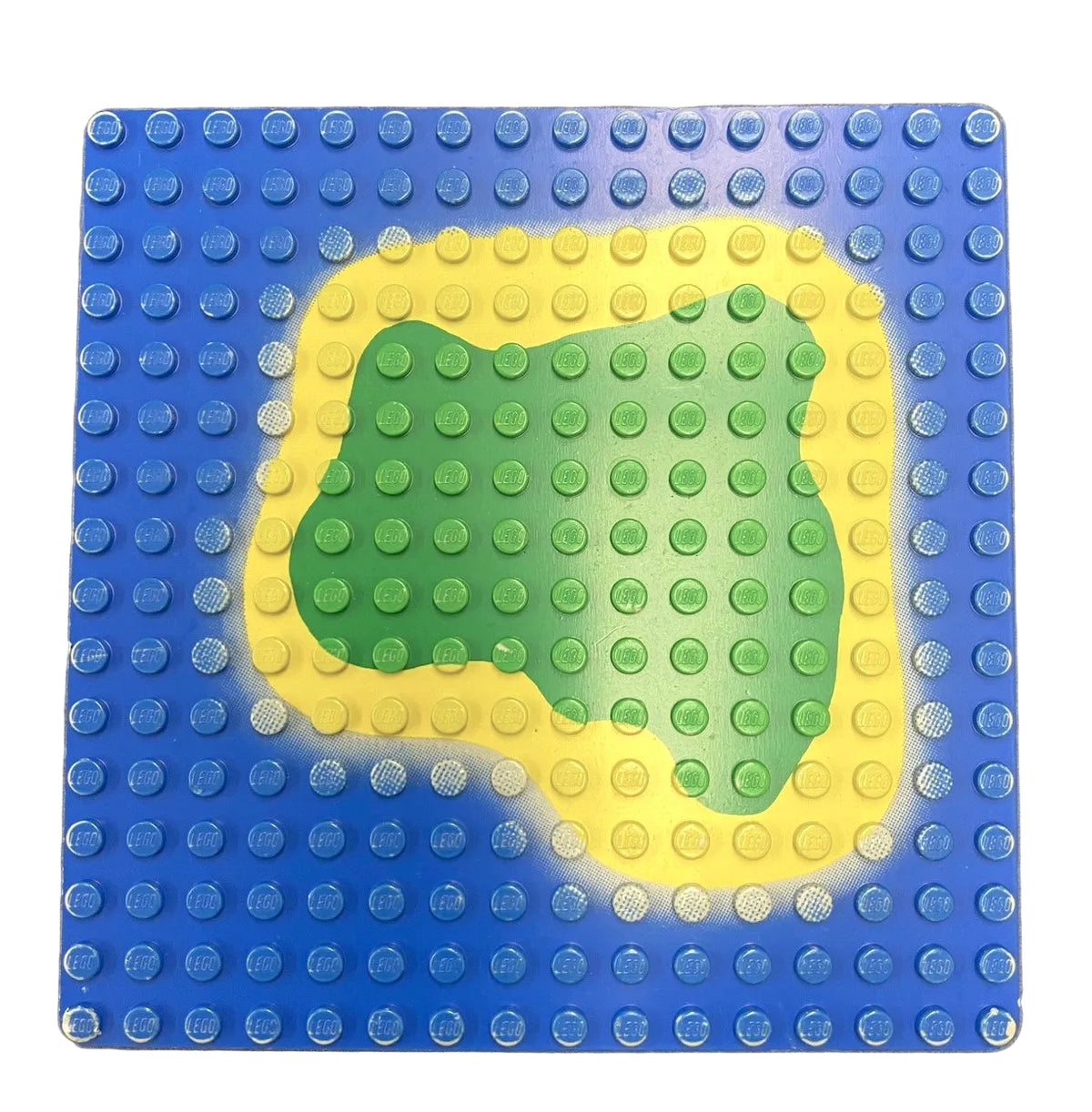 LEGO Vintage Baseplate 16x16 Island Pattern (Blue Printing on Light Grey - Old Shade)