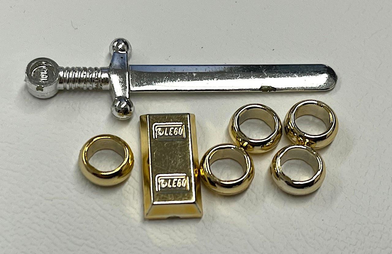 LEGO Chrome Fun Pack Silver Sword Gold Ingot and Rings