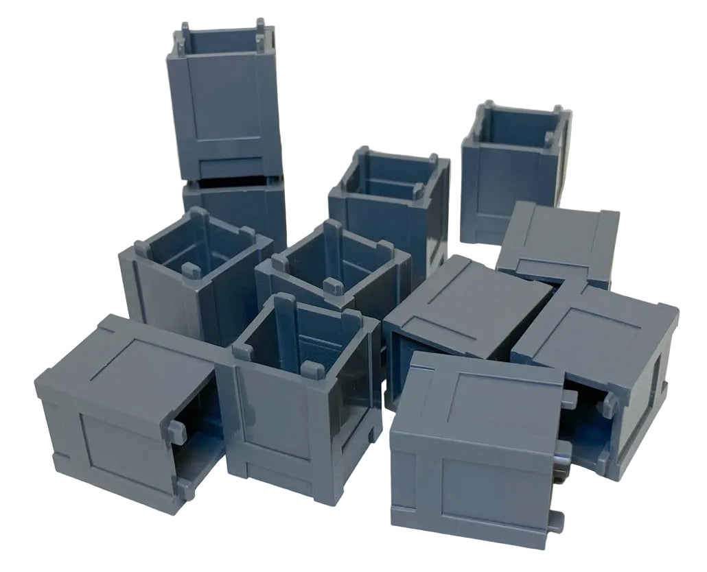 LEGO Dark Bluish Grey Container 2x2x2 Fun Pack of 12 Crates / Boxes