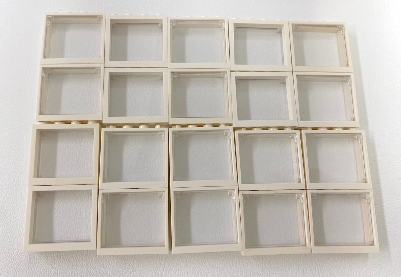 LEGO Window 1x4x3 White with Trans-Clear Glass Pack of 20