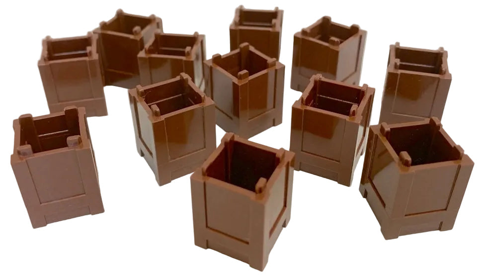 LEGO Reddish Brown Container 2x2x2 Fun Pack of 12 Crates / Boxes