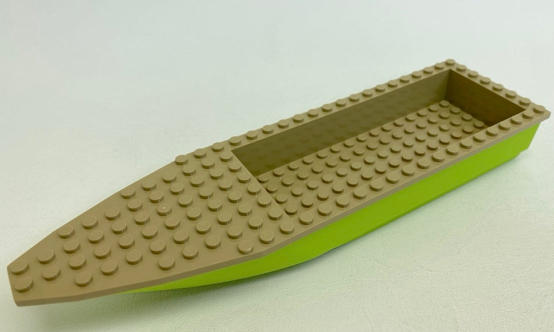 LEGO City Boat Hull 28x8 Dark Tan / Lime