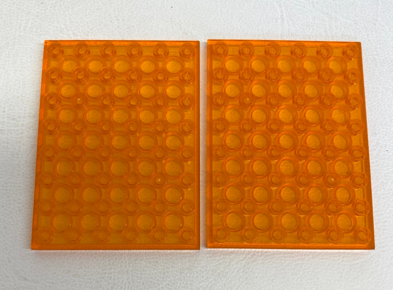 LEGO Trans Orange Plate 6x8 Pack of 2