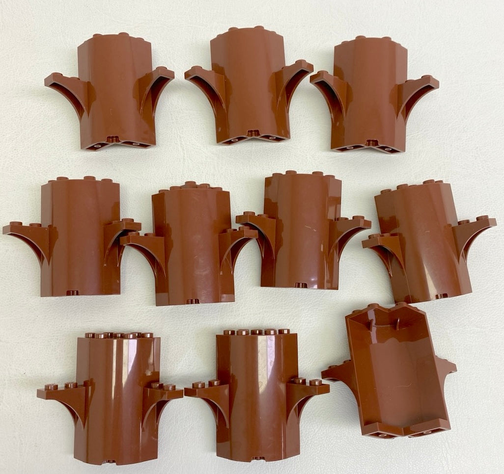 LEGO Plants Tree Trunk Fun Pack of 10 Reddish Brown Cylinder/Panel Pieces