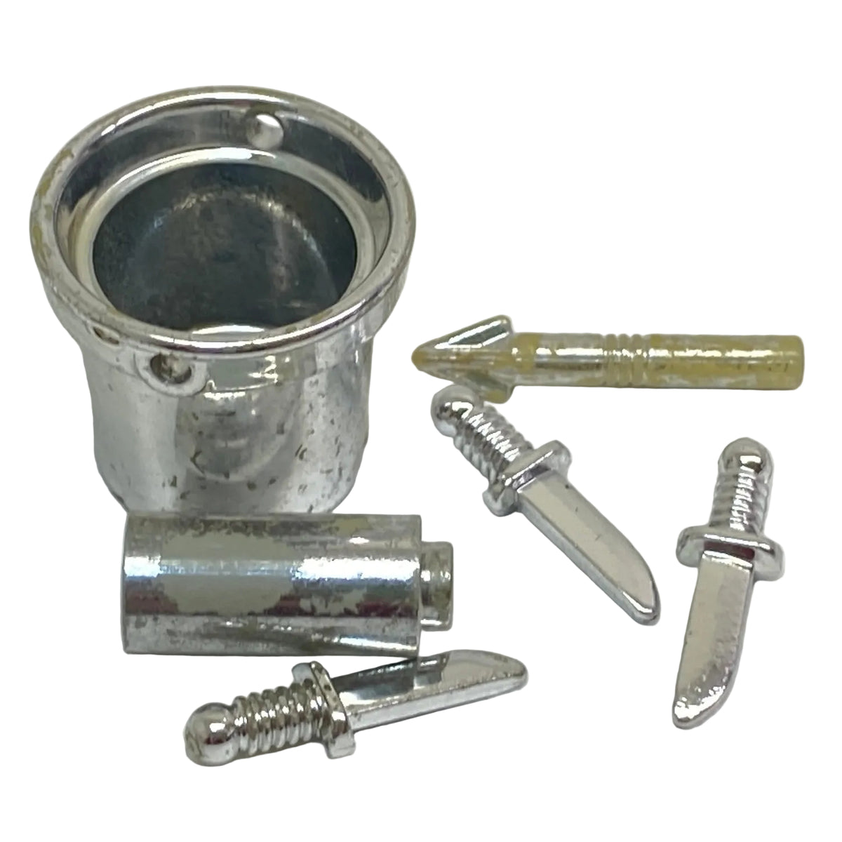 LEGO Chrome Silver Mixed Fun Pack Harpoon / Knives / Round Brick / Bucket