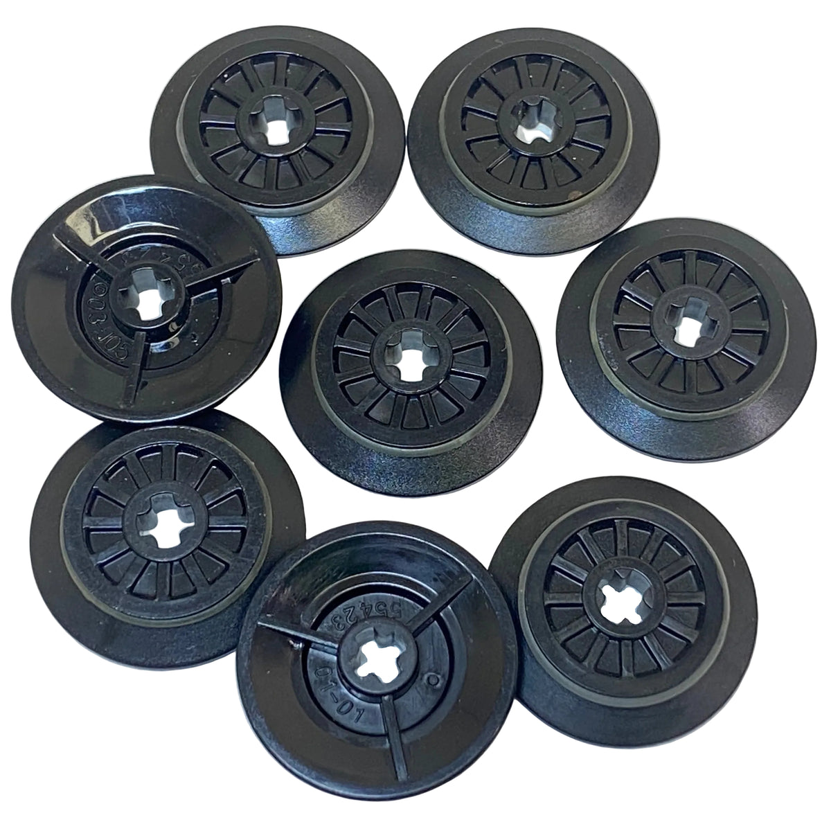 LEGO Trains Black Wheel with Technic Axle Hole and Rubber Friction Band Pack of 8