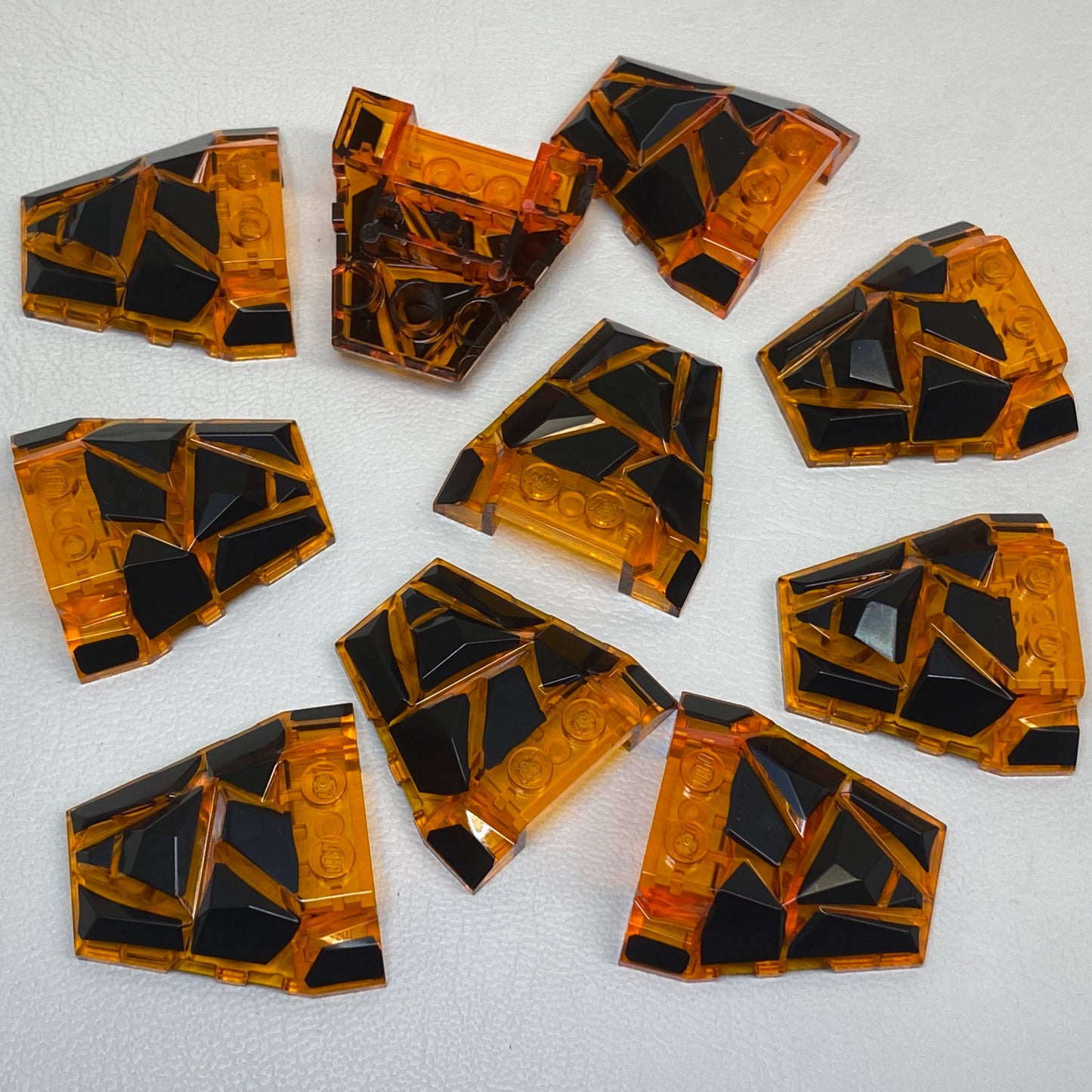LEGO Trans Orange Rocks and Lava Slope Pieces with Black Facets Pattern Fun Pack