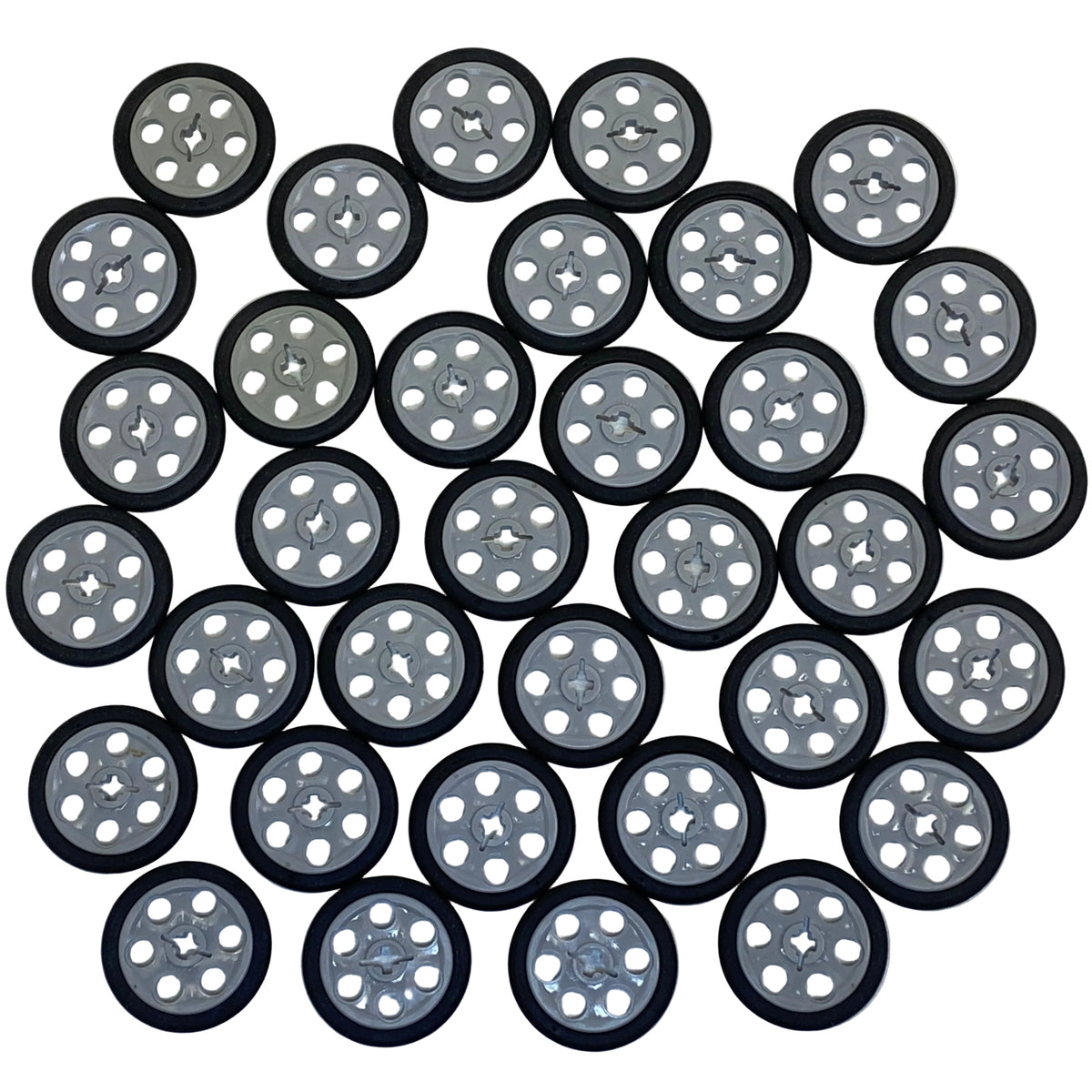 LEGO Technic Wedge Belt Wheel / Pulley Fun Pack of 34 Light Bluish Grey with Black Tyres