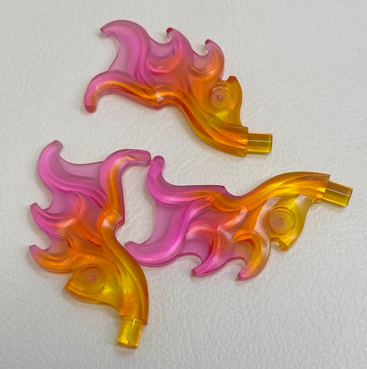 LEGO Trans Orange & Trans Dark Pink Wave Rounded Curved Wing / Flame Fun Pack of 3