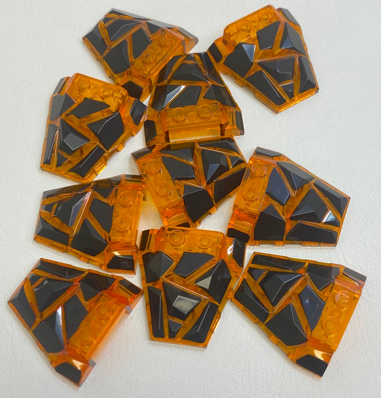 LEGO Trans Orange Rocks and Lava Slope Pieces with Black Facets Pattern Fun Pack