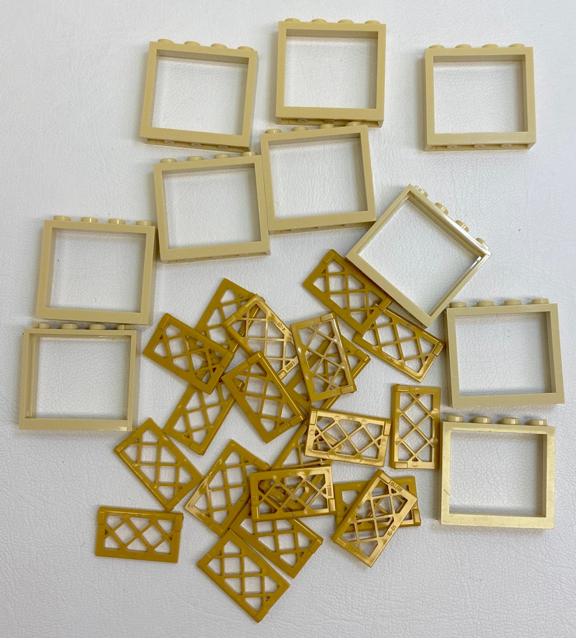LEGO Window Fun Pack BRAND NEW Tan Frames with Pearl Gold Lattice Shutters