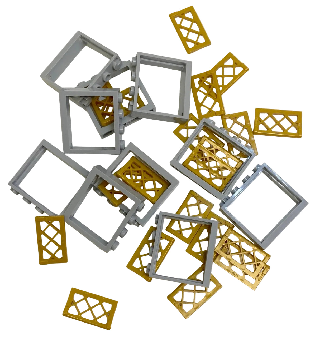LEGO Window Fun Pack BRAND NEW Light Bluish Grey Frames with Pearl Gold Lattice Shutters
