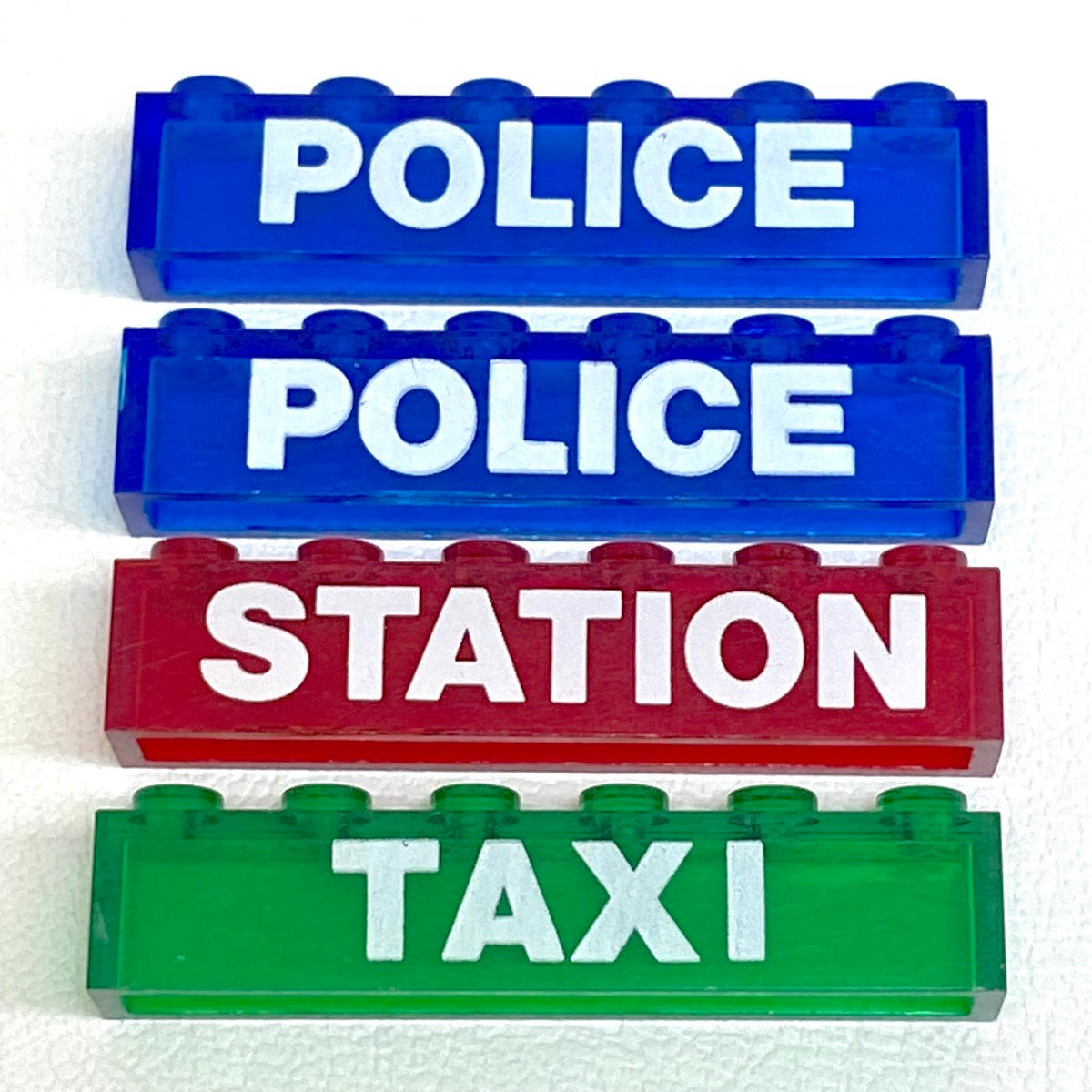 LEGO Vintage 1x6 Printed Bricks Pack of 4 Mixed Trans Colours