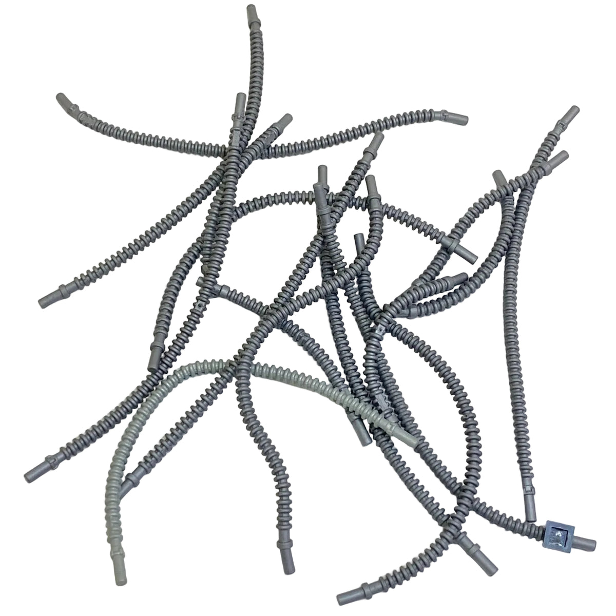 LEGO Hose Flexible Ribbed with 8mm Ends Flat Silver Fun Pack Mixed Lengths