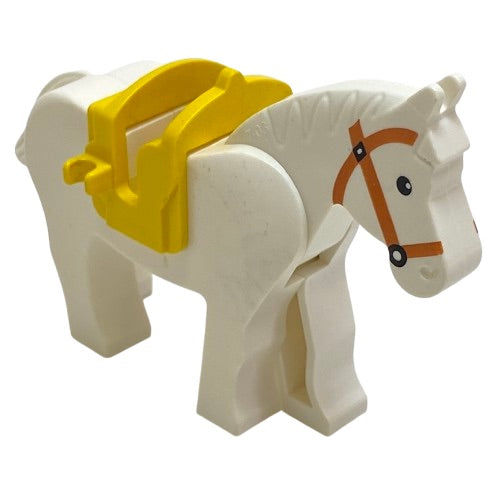 LEGO Animal White Horse and Yellow Saddle with 1 Clip