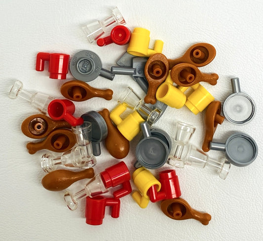 LEGO Food BBQ Party Fun Pack Mixed Pieces Mugs Glasses Pans Drumsticks