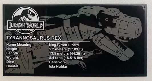 LEGO Jurassic World Tyrannosaurus Rex Information Plaque Tile 8x16 from Set #75936