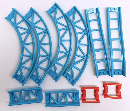 LEGO Roller Coaster Track Mixed Medium Azure / Reddish Orange