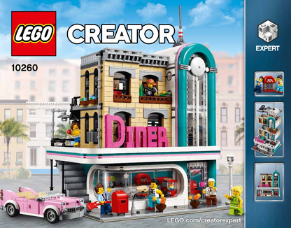 LEGO Creator Downtown Diner Modular Building Set #10260 Includes Minifigures and Instructions