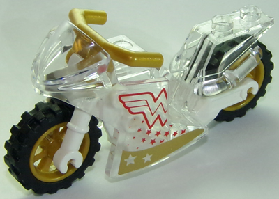 LEGO Motorcycle Trans Clear with Wonder Woman Pattern