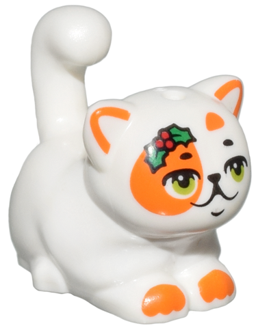 LEGO Animal White & Orange Cat With Holly Pattern