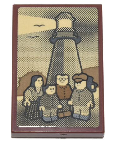 LEGO Tile 2x3 with Family and Lighthouse Pattern