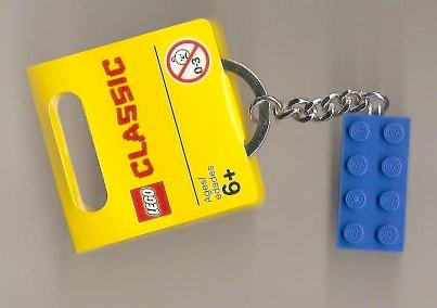 LEGO Blue 2x4 Brick BRAND NEW Key Chain / Keyring Set #850152