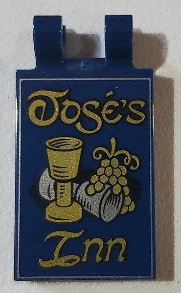 LEGO Tile 2x3 with 2 Clips with 'José's Inn' Pattern
