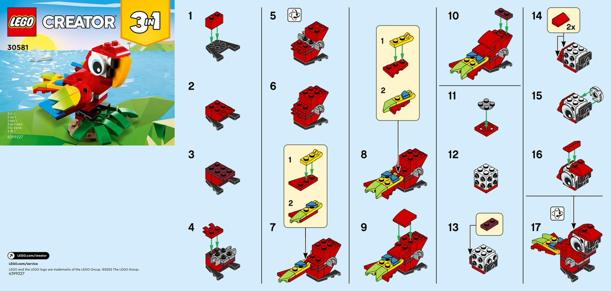 LEGO Creator Tropical Parrot Set #30581 Includes Instructions
