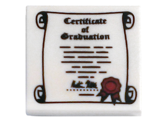 LEGO Printed 2x2 Tile with "Certificate of Graduation" Pattern