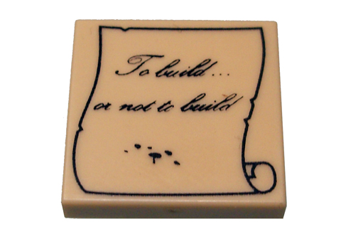 LEGO To Build or Not To Build Printed Tile 2x2 - For LEGO Movie William Shakespeare Minifigure