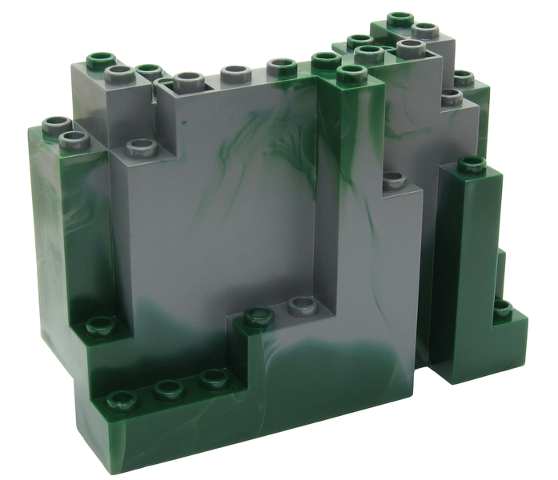 LEGO Rock Panel 4x10x6 Rectangular - Marbled Dark Bluish Grey and Dark Green - BURP (Big Ugly Rock Piece)