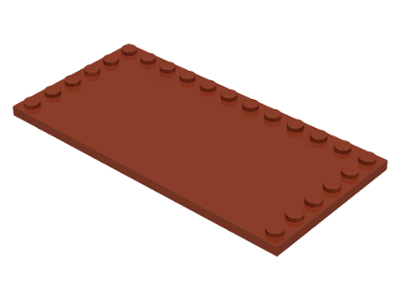 LEGO Tile 6x12 with Studs on 3 Edges Reddish Brown