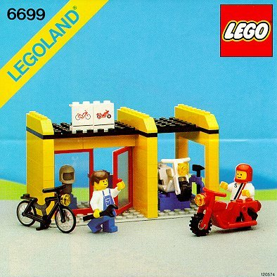 LEGO Vintage Classic Town Cycle Fix-It Shop Set #6699 Incl. Minifig & Instructions.